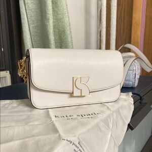 Kate Spade White Crossbody Bag with Gold Accents